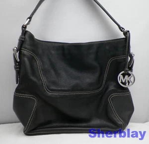 Michael Kors Dark Brown Brookville Pebble Leather Hobo Shoulder Bag Purse - Picture 1 of 9