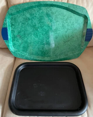 2tlg TABLETT Sets groß Grün meliert mit Blau & rechteckig schwarzes Metall 46&63 - Bild 1 von 4