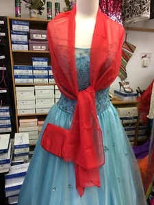Set of Red Chiffon Fashion Women Prom Wedding Shawl 80" x 18" and Purse $35.00 - Picture 1 of 6