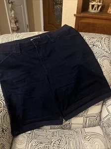 LEE Relaxed Fit 1889 Jean Shorts Stretch Comfort Waist Dark Denim. Size 18 - Picture 1 of 8