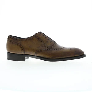 Di Bianco Sorrento Pebble Grain Mens Brown Oxfords Wingtip & Brogue Shoes - Picture 1 of 8