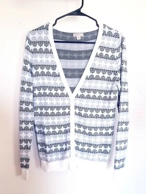 Cárdigan Suéter Merona Mediano Gris Negro Blanco Botón Delantero Cuello en V Foto 1 de 4