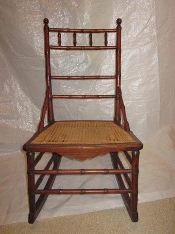 Faux Bamboo Rocking Chair ~ Sewing Rocker early 1900s ~ R J Horner Style ~ RARE Cover