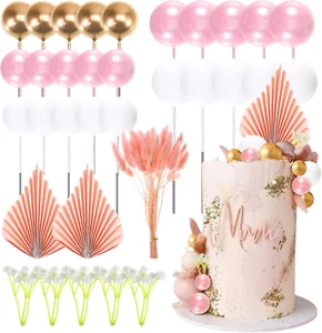 42 Stück Boho Tortendeko, Kuchen Dekoration Kugel Palmblätter Kuchendekoration T - Bild 1 von 7