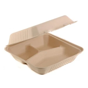[ 150 Pack ] 3 Compartment Clam Shell Take Out Food Container 9 x 9 in. - Picture 1 of 6