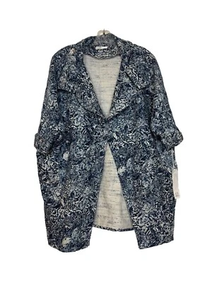 NUEVO CON ETIQUETAS ANTHROPOLOGIE dRA Harvey Chaqueta Blazer Abierto Talla Única Azul Blanco Floral Foto 1 de 4