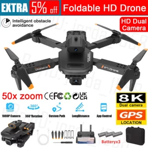 8k Drone X Pro 2025 3*Batteries HD Camera Foldable FPV GPS WIFI RC Quadcopter - Picture 1 of 12
