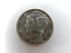 *1945-D SILVER MERCURY DIME, AU DETAILS #U74 - Picture 1 of 2