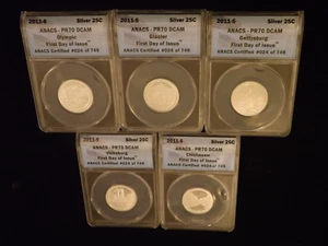 2011 -S    Quarter   5 Coin  SILVER Set           ANACS   PR 70 DCAM - Picture 1 of 2