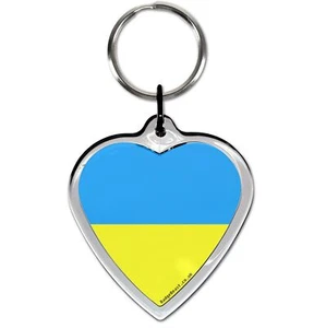 Ukraine Flag I Love Heart Shaped Key Ring (52mm x 36mm) - Picture 1 of 2