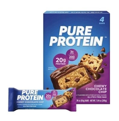 Barritas de proteína pura chispas de chocolate masticables, 1,76 oz (6EA/BX) 2 cajas Foto 1 de 3