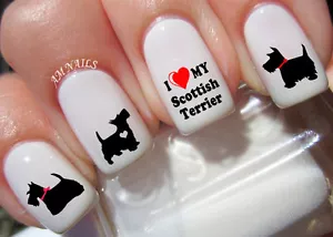 Scottish Terrier Nail Art Stickers Transfers Decalcomans Set of 50 - A1304 - Imagen 1 de 2