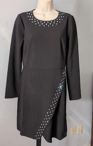 MICHAEL KORS Abendkleid Faux Wickeloptik schwarz Langarm Größe S Strass Neu mit Etikett - Bild 1 von 12