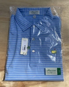 MASTERS By PETER MILLAR Micro Stripe Golf Polo Shirt Collared Men's Blue SIZE XL - Picture 1 of 4