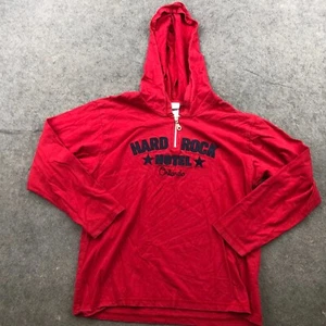 VTG Hard Rock Hotel Hoodie Women Large Red Orlando Hooded 1/4 Zip Sweatshirt - Picture 1 of 9