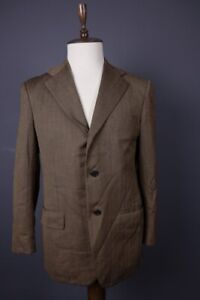 ISAIA PAUW Brown Wool Linen Mohair Two Button Blazer Sport Coat Size 52