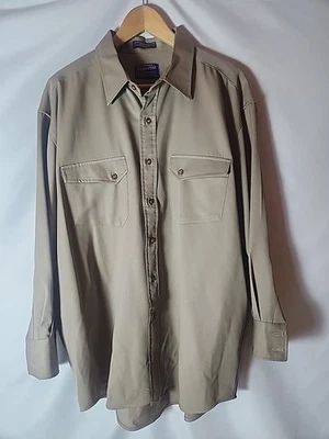 Camisa de Colección Pendleton Para Hombre XL Lana Virgen Botón Sólido Manga Larga Caqui/Tostado Foto 1 de 4