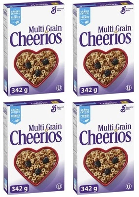 Cereal Canadian Multi Grano Cheerios Desayuno, Granos Enteros, 342g (Paquete de 4) Foto 1 de 4