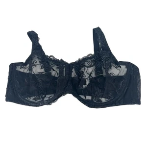 Soma sinnlicher ungefütterter schwarzer BH mit Spitze Größe 42D Bügel geblümt - Bild 1 von 8