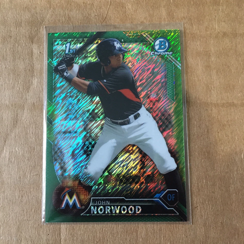 2016 Bowman Chrome Prospects Green Shimmer Refractor /99 John Norwood #BCP27 - Image 1 of 2