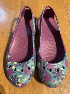 Crocs Kade Flats W11 Purple Floral Comfort Slip On Ballet Shoes Vera Style - Picture 1 of 7