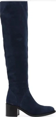 Jeffrey Campbell Ryding Over The Knee Boots Womens 8 Blue Suede Slouch Chic New - Image 1 of 4