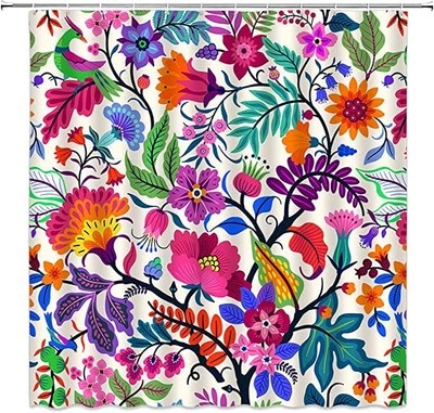 Cortina de Ducha Boho Floral Colorido Paisley 70"W x 70"L (Pack de 1) Púrpura Verde azulado Foto 1 de 4