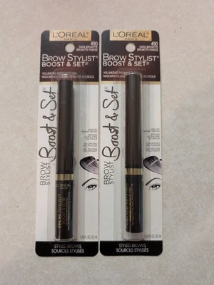 Loreal Brow Stylist Boost & Set Volumizing Mascara #490 DARK BRUNETTE  2 Pack - Image 1 of 2