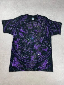 T-shirt vintage 1993 blu liquido emisfero boreale astro taglia XL doveri pagati USA - Foto 1 di 11