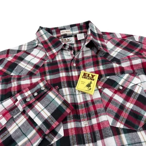 ELY Cattleman Tall Man Western Pearl Snap Flannel Mens Size LT Tall Red Plaid - Picture 1 of 6