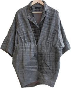 CHAQUETA ABRIGO PIAZZA SEMPIONE Gris Estampado Botón a Presión con Cremallera y Cordón TALLA M/L - Imagen 1 de 5