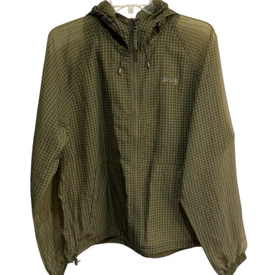 Stussy Transparent Ripstop Beach Shell Olive Size XL Fall 2024 Front Zip Pockets - Image 1 of 4