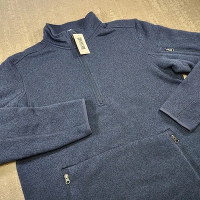 Moletom Duluth Masculino Grande Suéter Lã 1/4 Zíper Simulado Melhor Azul NOVO Roupa de Trabalho - Imagem 1 de 4