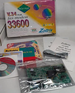 Zoltrix V.34 Plus Fax Modem 33600 VINTAGE PC Computer Replacement Dial Up Modem - Picture 1 of 12
