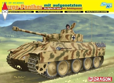 DRAGON 1/35 BERGE-PANTHER MIT AUFGESETZTEM PZ.KPFW.IV TURM ALS BEFEHLSPANZER - Immagine 1 di 4