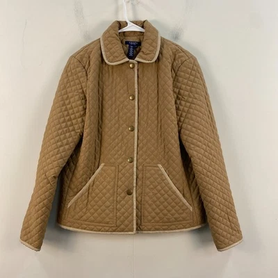 Chaqueta Abrigo Chaps Mujer Pequeña Marrón Acolchado Bolsillos Ecuestres Botón 10973 Foto 1 de 4