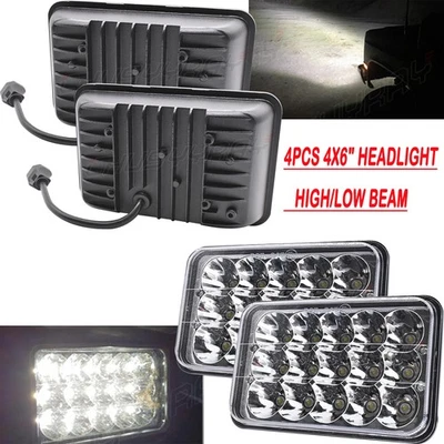 Fit Chevrolet G10 G20 G30 78-1991 4x6" Chrome LED Headlights Hi/Lo Sealed Beam - Image 1 of 4