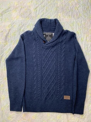 Изумрудный остров трикотажа ирландская шерстяная смесь свитер мужской размер S рыбаки кабель синий - Изображение 1 из 4