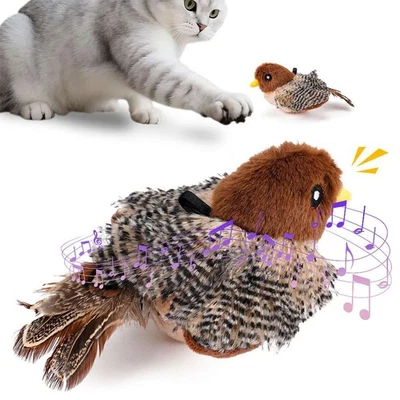 Interactive Chirping Bird Cat Toy Flapping Automatic Bird Sound For Cat Exercise