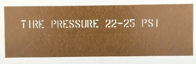 STENCIL ARMY MILITARY JEEP TRAILER VEHICLE TIRE PRESSURE M416/151/151A1/151A2 - Image 1 of 4