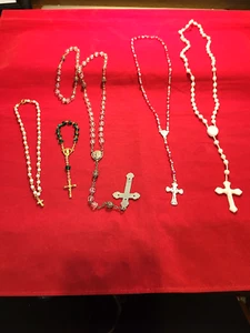 Vintage Lot of Religious Jewelry-Three Rosary Necklaces, Bracelet, & Necklace - Picture 1 of 13