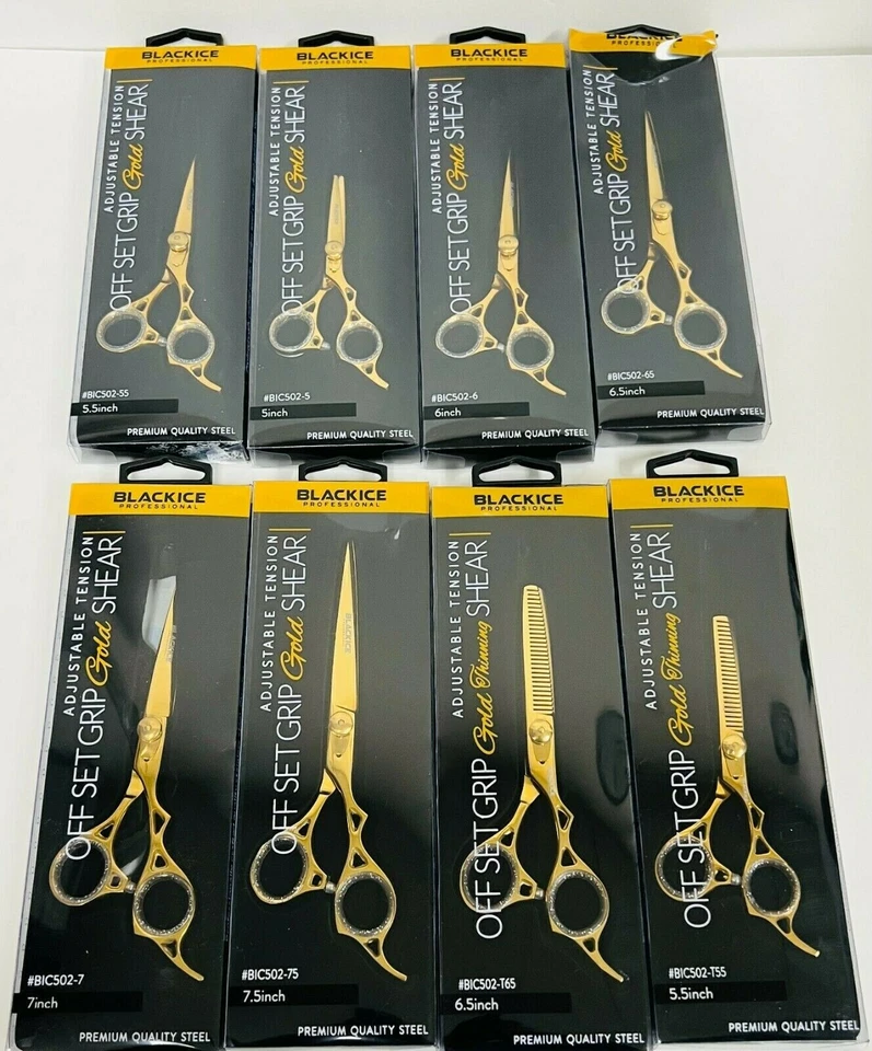 Black Ice Adjustable Tension Stainless steel OFF Set Grip Shears PICK SIZE GOLD - Image 1 of 1