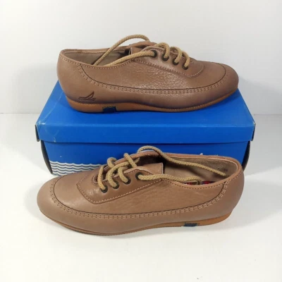 Zapatos de vestir años 70 Sperry Top Sider Soda Pop cuero marrón claro con cordones talla 1 M Foto 1 de 4