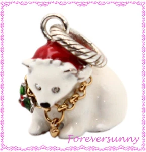 Brighton Eisbär im Ruhestand Weihnachten Santa Stechpalme Charm - Bild 1 von 4