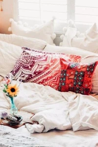 Indian Handmade Khambodia Patchwork Cushion Cover Decor Sofa Pillow Case 16" - Picture 1 of 17