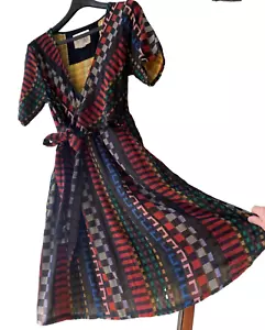 WOW! Ace & Jig Midi Wrap Dress Small Red Pink Blue Green Black Fiesta Milla - Picture 1 of 9
