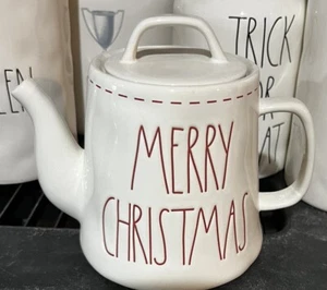 Rae Dunn Ceramic “Merry Christmas” Holiday Christmas Teapot/NEW - Foto 1 di 1