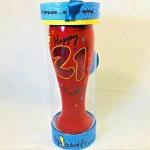 NEU Top Regal Unikat handbemalt Happy 21st Birthday Pilsner Ale Glas Barware - Bild 1 von 5