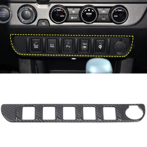 Cubierta de marco de botones para consola central de fibra de carbono para automóvil para Toyota Tacoma 2016-2019 - Imagen 1 de 8