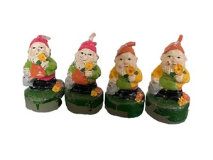 Vintage Gnome Votive Candles Pink Yellow Green Set Of 4 - 2.75”h - Picture 1 of 6